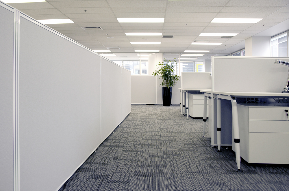 Commercial office space with carpet.